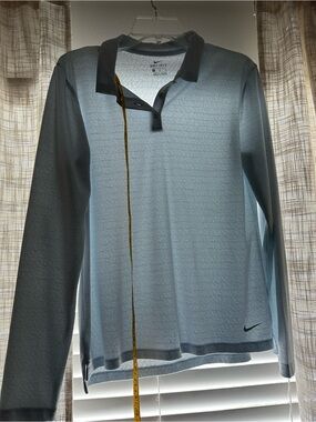 Women’s Nike Dri-FIT Light Blue Soft Cheetah Long Sleeve Golf Polo